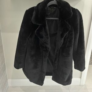 Black faux fur coat